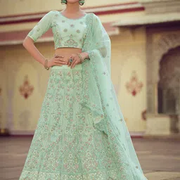 ODETTE Embroidered Semi-Stitched Lehenga & Unstitched Blouse With Dupatta-picture-30