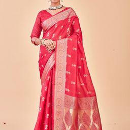 Anouk Floral Printed Zari Organza Saree-14