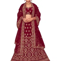 MANVAA Embroidered Semi-Stitched Lehenga & Unstitched Blouse With Dupatta-11
