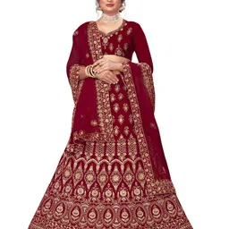 MANVAA Embroidered Thread Work Semi-Stitched Lehenga & Unstitched Blouse With Dupatta-picture-21
