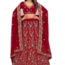 MANVAA Embroidered Semi-Stitched Lehenga & Unstitched Blouse With Dupatta-picture-33