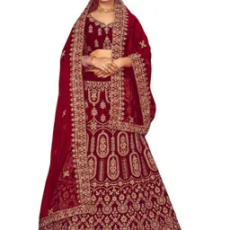 MANVAA Embroidered Thread Work Semi-Stitched Lehenga & Unstitched Blouse With Dupatta-picture-7