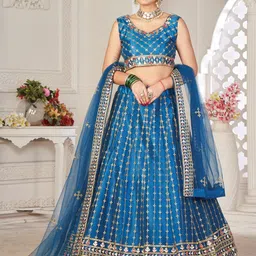 KALINI Embroidered Thread Work Semi-Stitched Lehenga & Unstitched Blouse With Dupatta-picture-14