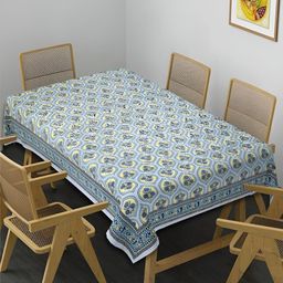 INDHOME LIFE Yellow Ethnic Motifs Cotton Rectangle 6-Seater Table Cover-53