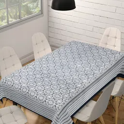 INDHOME LIFE Grey Ethnic Motifs Cotton Rectangle 6-Seater Table Cover-image-76