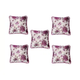 TANLOOMS Pink & Beige 5Pcs Floral Square Cushion Covers-image-5