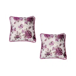 TANLOOMS Pink & Beige 2Pcs Floral Square Cushion Covers-image-6