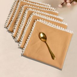 StyleMyWay Set Of 6 Beige Cotton Table Napkins-41