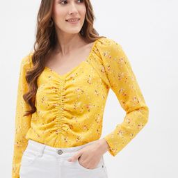 Kibo Floral Print Sweetheart Neck Georgette Crop Top-picture-23