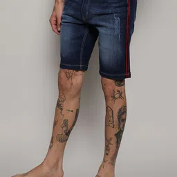 Campus Sutra Men Distressed Mid-Rise Washed Outdoor Denim Shorts-picture-45