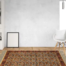 Peepul Tree Off White & Maroon Ethnic Motifs Cotton Carpets-17
