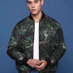 SHOWOFF Men Camouflage Windcheater Longline Bomber with Patchwork Jacket-picture-4