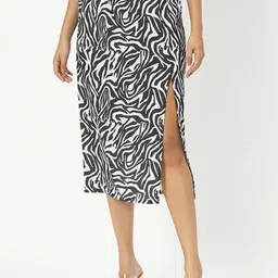 CHARMGAL Zebra Animal Printed Side Slit Pencil Skirt-picture-6