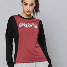 Alcis Women Red Brand Logo Print Running Sweatshirt-image-34