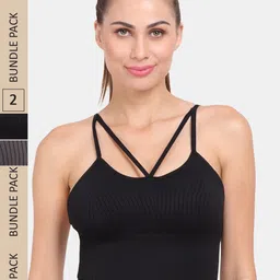 Amour Secret Pack Of 2 Lightly Padded Non-Wired Workout Bra-image-36