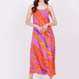 MINGLAY Women Printed Shoulder Straps A-Line Dress-image-82