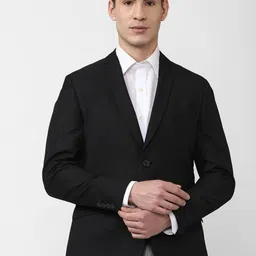 V Dot Men Black Printed Slim-Fit Single Breasted Formal Blazer-51