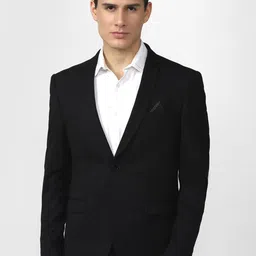 V Dot Men Black Solid Single Breasted Slim-Fit Blazers-37