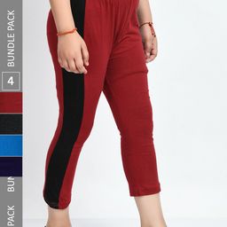 IndiWeaves Girls Pack Of 4 Pure Cotton Capris-image-41