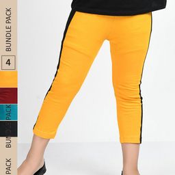 IndiWeaves Girls Pack of 5 Striped Pure Cotton Capris-image-59
