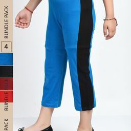 IndiWeaves Girls Pack of 5 Striped Pure Cotton Capris-image-55