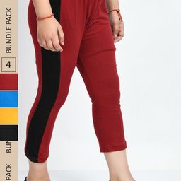 IndiWeaves Girls Red & Black Capris-image-4
