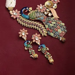 MANSIYAORANGE Gold-Plated Peacock Necklace Set-34