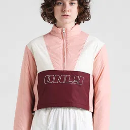ONLY Colourblocked Stand Collar Crop Bomber Jacket-image-71