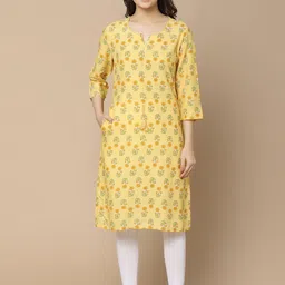 V-Mart Floral Printed Notch Neck Straight Kurta-image-77