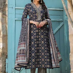 all about you Women Floral Printed Regular Kurta with Trousers & With Dupatta-image-23
