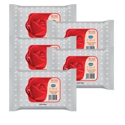 Ginni Set of 5 Rose Cleansing & Makeup Remover Wet Wipes - 30 Wipes Per Pack-13