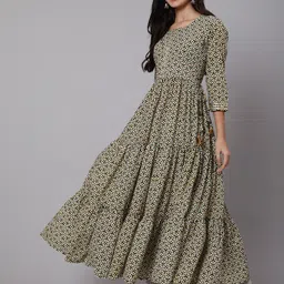 WOMENCLICK Geometric Printed Tiering Anarkali Cotton Kurta-picture-16