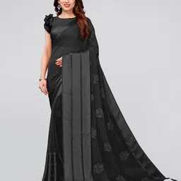 MIRCHI FASHION Black & Grey Floral Embroidered Saree-image-23