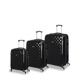 IT luggage Pack Of 3 Black Fashionista Textured Glossy Trolley Bag-33