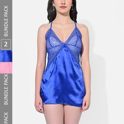 StyFun Set Of 2 V-Neck Satin Baby Dolls-picture-27