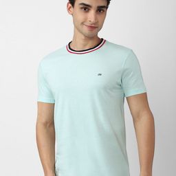 Peter England Casuals Men Blue Slim FitPure Cotton T-shirt-image-69
