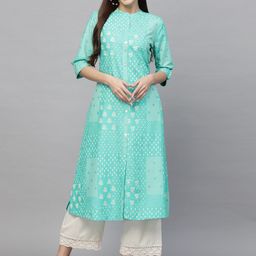 Stylum Band Collar Floral Printed Straight Kurta-image-15