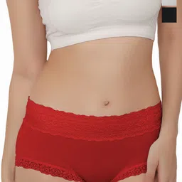 Bella Voste Pack of 3 Mid-Rise Self Design Lace Anti-Odour Hipster Briefs-14