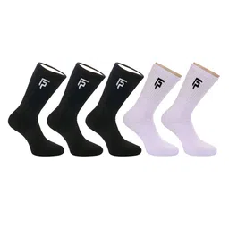 FOOTPRINTS Pack of 5 Black & White Solid Calf-Length  Socks-26