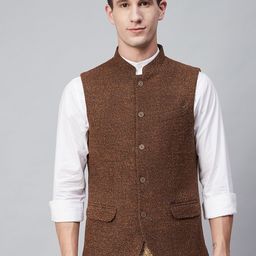 Blackberrys Men Brown Solid Nehru Jacket-picture-16
