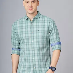 British Club Smart Slim Fit Tartan Checks Pure Cotton Casual Shirt-picture-15