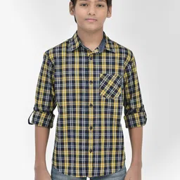 Crimsoune Club Boys Classic Slim Fit Tartan Checked Pure Cotton Casual Shirt-image-98