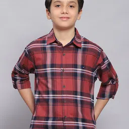 Monte Carlo Boys Tartan Checks Classic Slim Fit Pure Cotton Casual Shirt-image-62