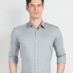 Arrow New York Slim Fit Windowpane Checks Formal Shirt-picture-20