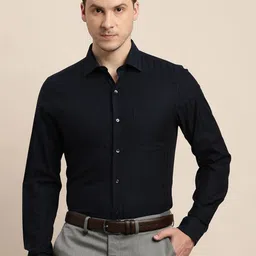 Turtle Men Striped Spread Collar Formal Shirt-image-81