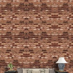 Jaamso Royals Brown & Beige Shelf Liner Brick Self Adhesive Removable Wallpaper-image-75