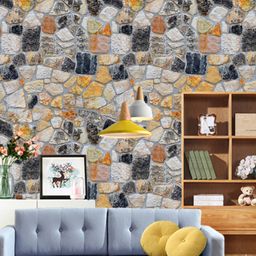 Jaamso Stone Brown & Black Self Adhesive Removable Wallpaper-image-81