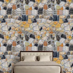 Jaamso Royals Grey & Black Stone Self Adhesive Removable Wallpaper-image-34