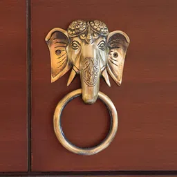 ExclusiveLane Gold-Toned Textured Elephant Emblems Door Knocker In Brass-37