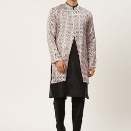 SOJANYA Men Black Kurta with Churidar & Jacket-picture-23